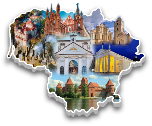 MAPKA LITWA KOLAŻ WILNO, KOWNO, TROKI- Wyjazdy na Litwę